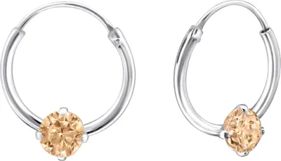 Produktbild von 925 Sterling Silber Creolen Ohrringe mit Zirkonia in verschiedenen Farben Farbe - Champagner
