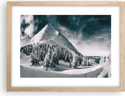Produktbild von Gerahmtes Poster - Rahmen in heller Eiche - Dunkel Himmel Berg - 40x30 cm - Wand Bild - Wanddeko - Wandbilder - Kunstposter - Wandposter - Bilderrahmen - Bilder - Kunstdruck - P2NAA40x30-4459