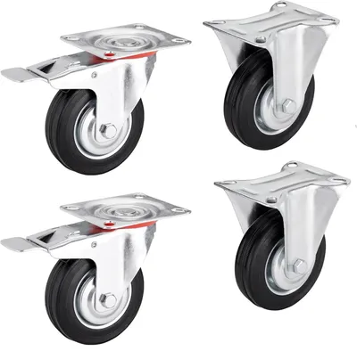 Produktbild von SOTECH Transportrolle Ø 200 mm – 2x Bockrollen, 2x Lenkrollen mit Bremse (4er Set)