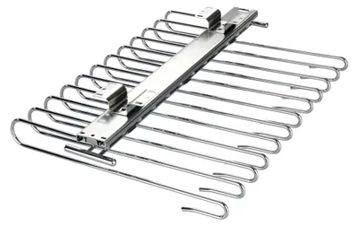 Produktbild von Schrankauszug Hosenbügel für 12 Hosen mit Fixierungshaken, ausziehbarer Kleiderbügel aus stabilem verchromten Metall