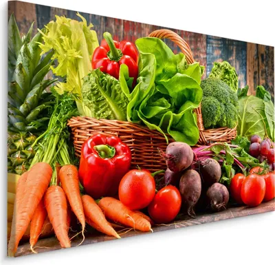 Immagine prodotto di Favolosa tela PICTURES 90x60 cm XXL stampa d'arte verdura frutta legno natura