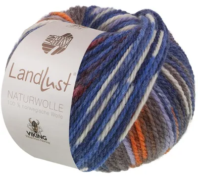 Produktbild von Lana Grossa - Landlust Naturwolle Print 0102 blau orange gemustert