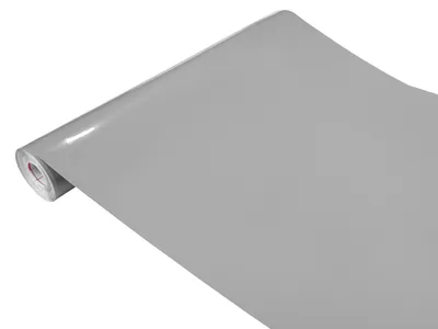 A roll of gray vinyl wrap.