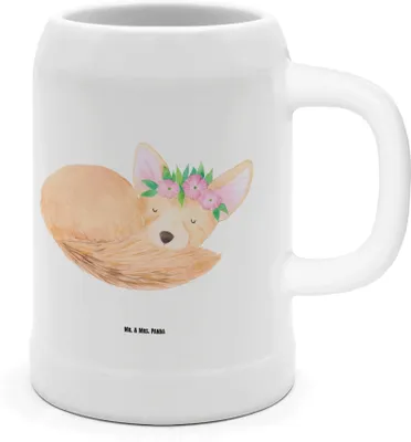 Produktbild von Mr. & Mrs. Panda Krug Wüstenfuchs Blumen - Weiß - Geschenk, Afrika, Wüste, Blumenkranz, Humpen, Keramikkrug, Glücklich, Bier, Seidel, Steingutkrug