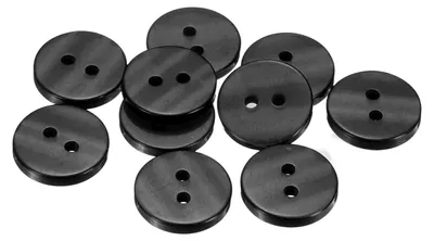 10 bunte Knöpfe 15 mm 2-Loch Harz für Kleidung DIY schwarz