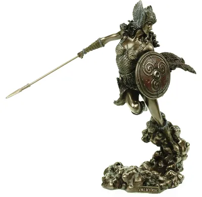 Walküren-Figur, gebronzt, 24 cm, Odin-Skulptur