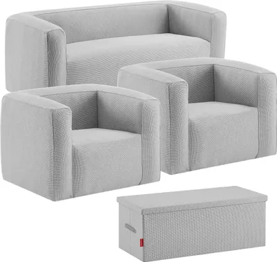 Produktbild von Komplette aufblasbare Terrakotta-Lounge – drinnen und draußen – bequem und widerstandsfähig | Ideal zum Entspannen im Freien | Hellgrau | TRENDYFLAIR