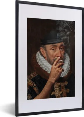 Produktbild von MuchoWow® MuchoWow® Gerahmtes Poster Wilhelm von Oranien - Adriaen Thomasz - Zigaretten - Rauchen 40x60 cm - Poster mit zchwarzem Bilderrahmen - Poster in Rahmen
