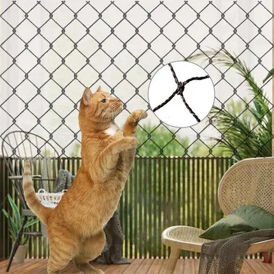Produktbild von Famanu Katzennetz 3 x 4 m verstärkt mit Befestigungsband - Schutznetz für Balkon und Fenster