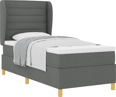 Image de Lit à ressorts avec matelas gris foncé 90x190 cm Gris foncé