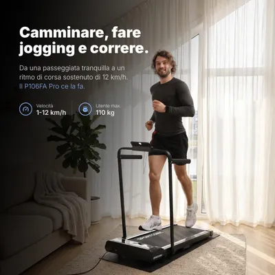 Immagine prodotto di Sportconic Tapis Roulant Elettrico 12 km/h, Walking Pad Pieghevole Casa Ufficio, Inclinazione 9%, Display LED, Supporto Tablet