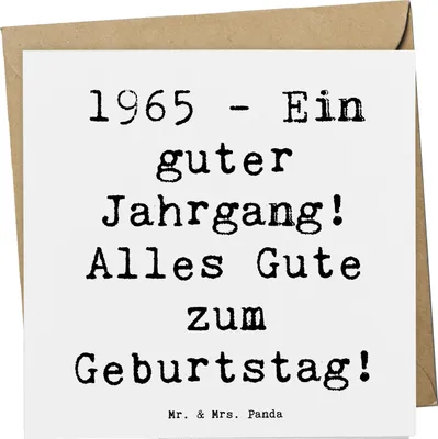Produktbild von Mr. & Mrs. Panda faltkarte Spruch 1965 Geburtstag - Weiß - Geschenk, Geschenke, anlasskarte, Alter, Handgefertigt, Happy Birthday, Grußkarte, Glückwunschkarte, Klappkarte