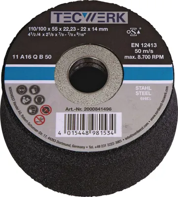 Produktbild von Schleiftopf A24Q 110/100mm STA u.Stahlguss 24 Bohr.22,23mm TECWERK