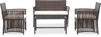 Produktbild von vidaXL 4-tlg. Garten-Lounge-Set mit Auflage Poly Rattan Braun