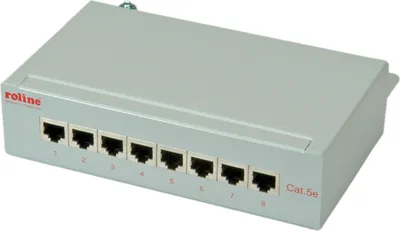 Produktbild von ROLINE Patchpanel, 8 Ports, Cat.5e (Class D), geschirmt, grau