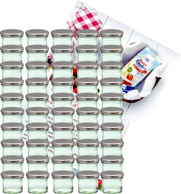 Produktbild von 75er Set Sturzglas 125 ml Marmeladenglas Einmachglas Glas To 66 silberner Deckel incl. Rezeptheft
