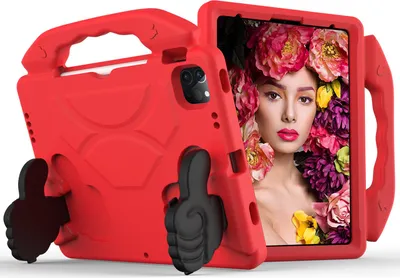 Produktbild von Kinder Schutzhülle für iPad (2025) 11"/iPad (2022) 10,9", iPad A16, Leicht EVA-Schaum mit Griff Ständer Hülle Rot