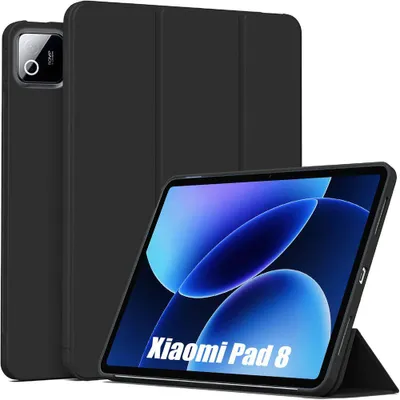Image de Coque pour Xiaomi Pad 8 / 8 Pro, Protection Anti-Rayures avec Support Veille-Réveil - Noir
