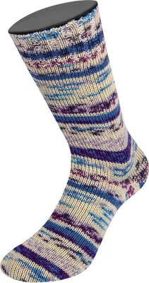 Produktbild von Lana Grossa - Meilenweit 100g Monte 7024 taubenblau ecru rotviolett türkis lila dunkelgrau