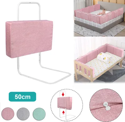 Produktbild von YARDIN Zábrana na posteľnú zábranu 50 cm s nastaviteľnou výškou 5 otvorov, zábrana na posteľnú zábranu pre rodinnú posteľ a detskú postieľku, ružová