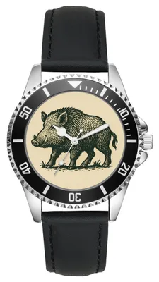 Produktbild von KIESENBERG Herrenuhr Armbanduhr Wildschwein Geschenk Fan Artikel Analog Quartz Lederarmband Uhr L-2025010