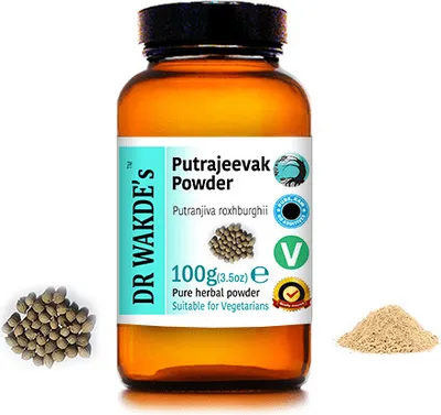Produktbild von DR WAKDE'S Putrajeevak Pulver (Putranjiva roxburghii) - 100 g (3,5 Unzen) | Rein, Raw & Getrocknetes Pulver | Ayurveda-Kräuter | Vegan | Nichts hinzug