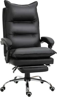 Obrázek produktu pro Kancelářská židle 921-335BK, s podnožkou, výškově nastavitelná,  otočná, umělá kůže, černá, 66 x 72 x 122-130 cm - A