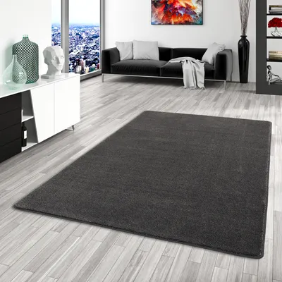 Produktbild von Hochflor Luxus Velours Teppich Touch Anthrazit Meliert, Größe:400x500 cm