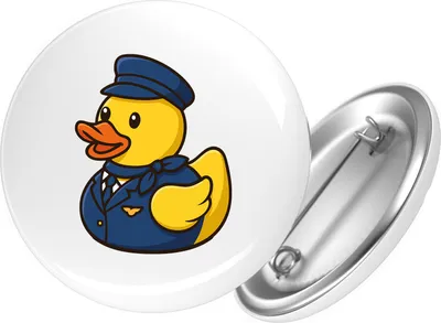 Produktbild von Huuraa Button Quietscheente Stewardess Gummiente Flugbegleiterin 59mm rund mit Sicherheitsnadel Ansteckbutton Geschenkidee