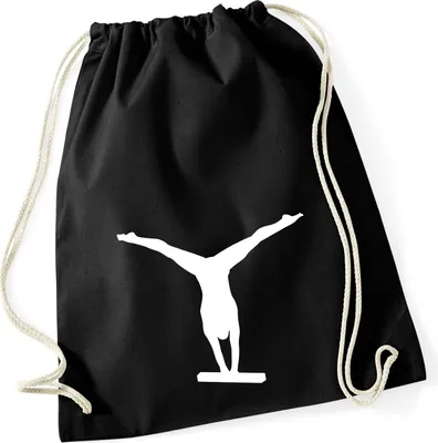 Produktbild von Huuraa Turnbeutel Schwebebalken Turnen 12 Liter Black Baumwolle Rucksack Geschenkidee