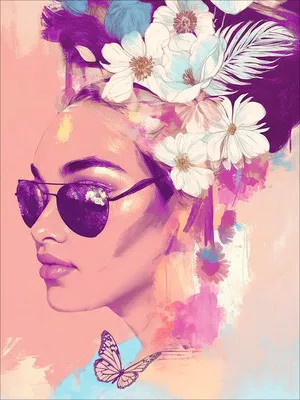 Produktbild von Glasbild Flowers On Her Head III 60x80 cm