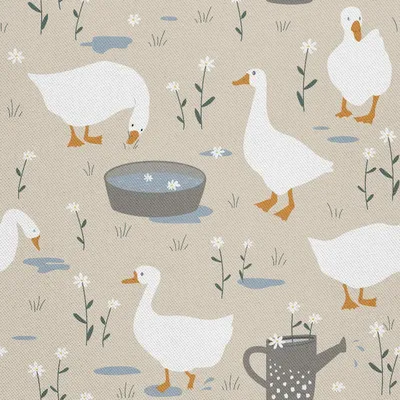 Produktbild von OUTDOOR DEKOSTOFFE OXFORD - Motiv Gänse im Gras