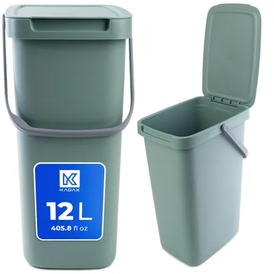 Zdjęcie produktu dla KADAX Kosz Na Śmieci Pojemnik Na Odpady z Pokrywą 12L Kubeł Do Segregacji