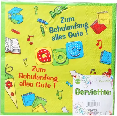 Produktbild von Wunderschöne Servietten zum Schulanfang, 20 Stück Papier, Größe ca. 33 cm x 33 cm