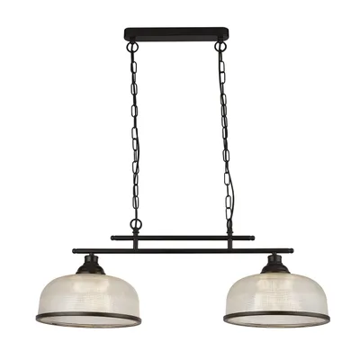 Obrázek produktu pro Rustic-Country Highworth Lustr Ocel Černé průhledné sklo 2 světla E27