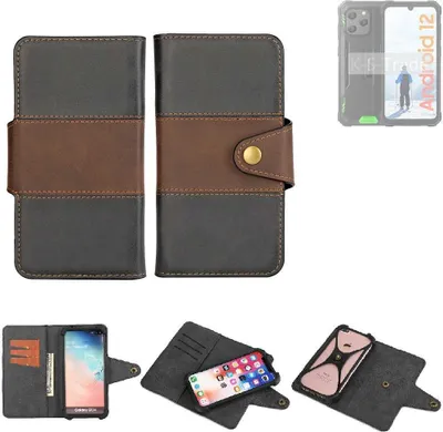 Produktbild von K-S-Trade Handyhülle Schutzhülle Hülle Bookstyle Wallet-Case kompatibel mit Blackview BV5300 Bumper Rundumschutz schwarz-braun 1x