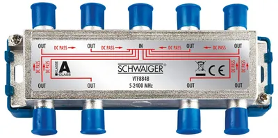 Obrázek produktu pro Schwaiger VTF8848 241, Rozbočovač, 5 - 2400 MHz, Stříbrná, 1 kusů