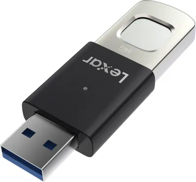 Produktbild von Lexar JumpDrive Fingerprint F35, 64 GB, USB Typ-A, 3.2 Gen 1 (3.1 Gen 1), 150 MB/s, Dia, Schwarz, Silber