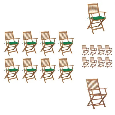 Produktbild von vidaXL Klappbare Gartenstühle mit Kissen 8 Stk. Massivholz Akazie -  Gartenstühle