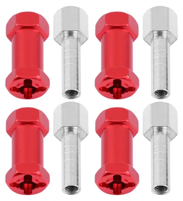 Produktbild von 4 Stück 12 mm RC Sechskant-Radnaben-Metalladapter für D90 AX10 CC01 SCX10 F350 Crawler (25 mm rot)