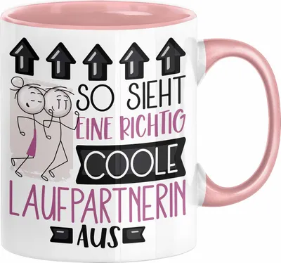 Produktbild von Laufpartnerin Geschenk Tasse Lustig Geschenkidee für Laufpartnerin Geburtstag So Sieht Eine Richtig Coole Laufpartnerin Aus Frauen Spruch (Rosa)
