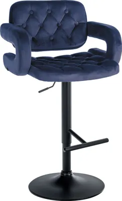 Produktbild von CLP Barhocker Dublin Samt blau Material Gestell Metall matt schwarz