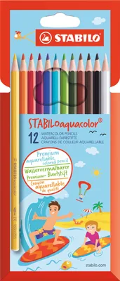 Produktbild von Aquarell-Buntstift - STABILO aquacolor -12er Pack - mit 12 verschiedenen Farben