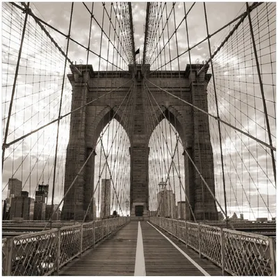Produktbild von Wallario Memoboard Magnettafel aus Glas, Größe 50 x 50 cm, Motiv Brooklyn Bridge in New York