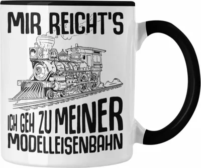 Produktbild von Trendation - Mir Reichts Ich Geh Zu Meiner Modelleisenbahn Tasse Geschenk Eisenbahner Lokführer Spruch Lokomotive Geschenkidee Eisenbahn (Schwarz)