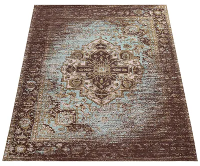 Produktbild von Orient Kurzflor Teppich Wohnzimmer Used-Look Orientalisches Design In Braun Grösse 80x150 cm