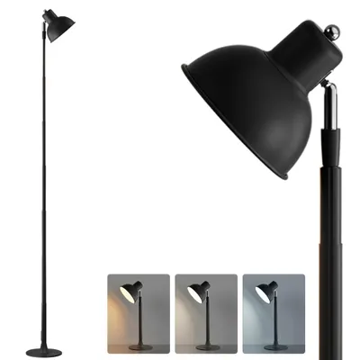 Produktbild von LED Stehlampe Schwarz Dimmbare USB Tischlampe 3 Farbtemperaturen höhenverstellbar 45-145cm für Lesen Wohnzimmer Schlafzimmer Metallfuß