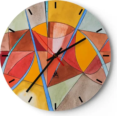 Produktbild von Wanduhr - Rund - Glasuhr - Abstraktion modern - 40x40cm - Schleichendes Uhrwerk - Lautlos - zum Aufhängen bereit - Dekoration Modern - Wanddekoration aus Glas - C3AR40x40-3960