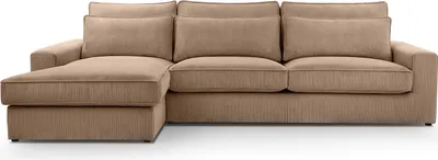 Zdjęcie produktu dla BETTSO Sofa narożna duża w kształcie litery L Zestaw wypoczynkowy Sofa narożna Sofa narożna z poduszkami i podłokietnikami z tkaniny sztruksowej VELENTINO Brązowa Lewa