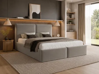 Produktbild von Emlar Polsterbett Estelle 180x200 cm - Designerbett mit Bettkasten & Metalllattenrost - Velvet-Stoff - Doppelbett mit Stauraum Grau (Magic Velvet 2218)
